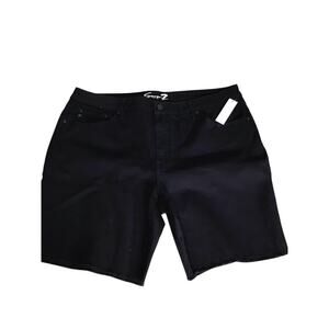 Seven 7 Women denim Bermuda Frayed bottom Jean Shorts Black Sz 16 NWT